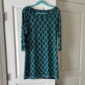 Green Sheath Dress with 3/4 Sleeves for Casual Work